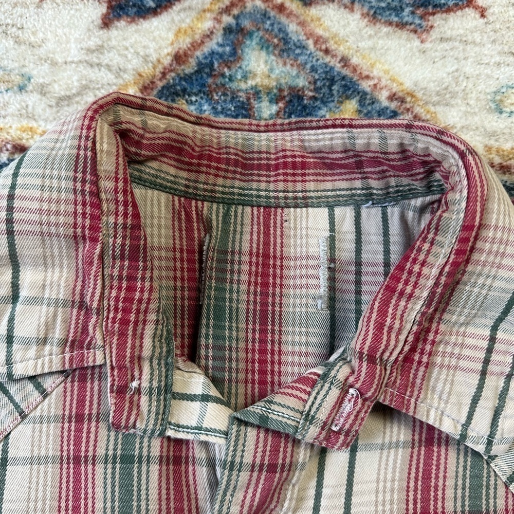 Vintage 80s Plaid Pearl Snap Shirt Size XL - Picture 3 of 6